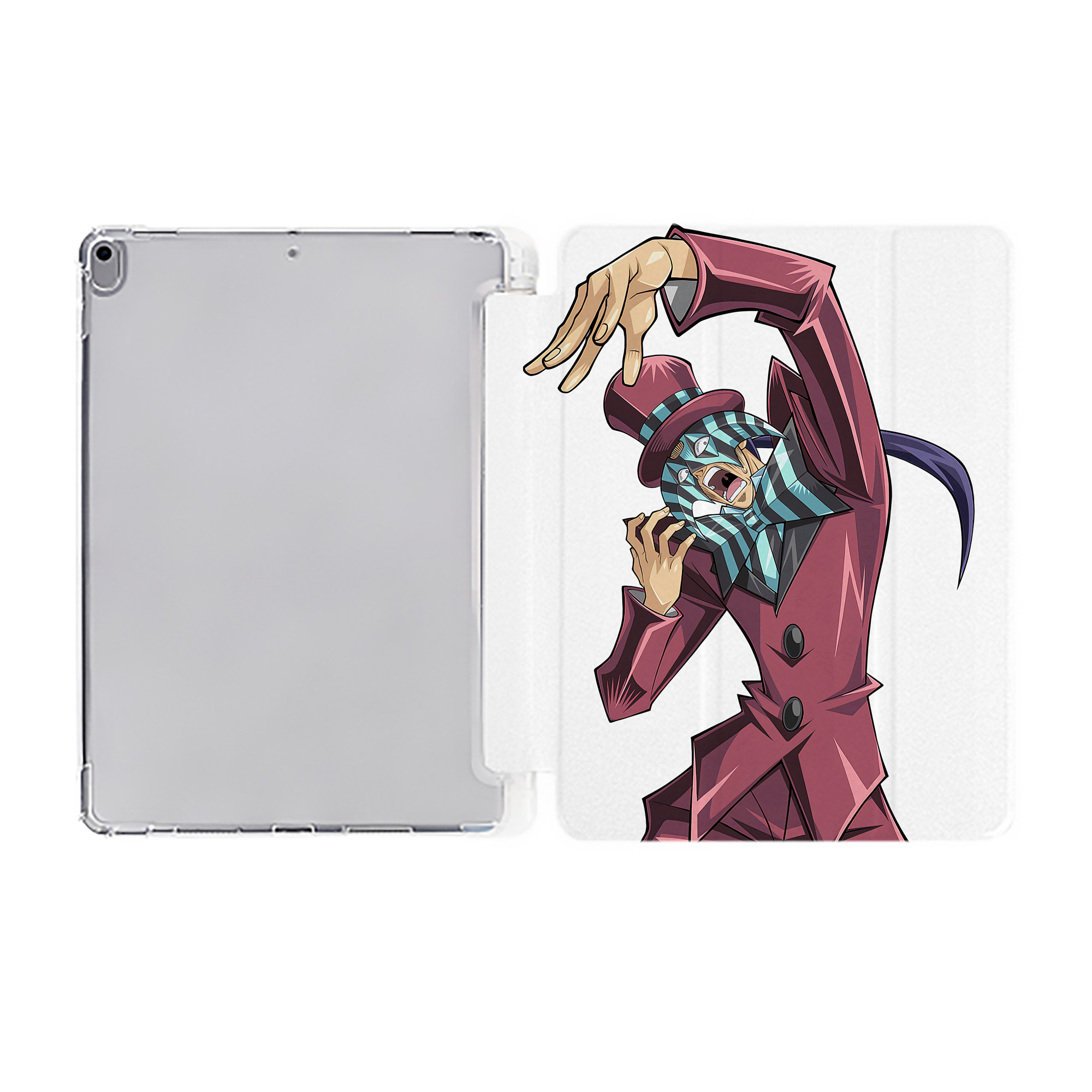 （画像用） 遊☆戯☆王 Yu-Gi-Oh! IPad ケース ペン収納付き 三つ折りスタンド PUレザー×シリコン 対応機種9.5/10.5/10.9インチ